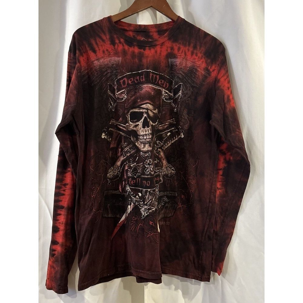 The Mountain Pirate Red Dead Men Tell No Tales Skull T-shirt Tee Shirt 2XL